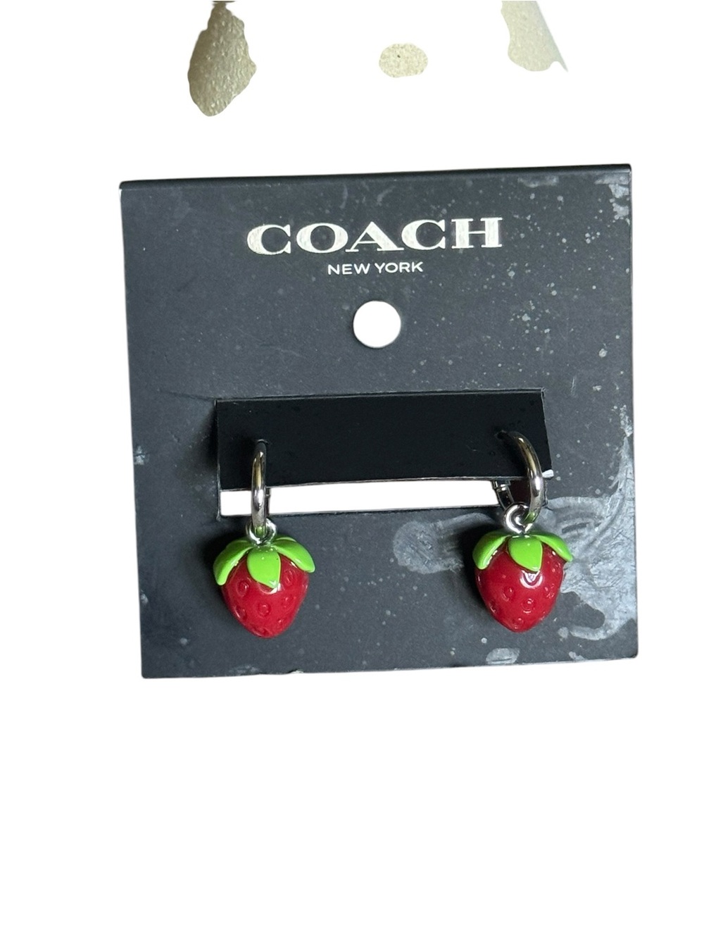 Coach Red & Green Strawberry Hoop Earrings